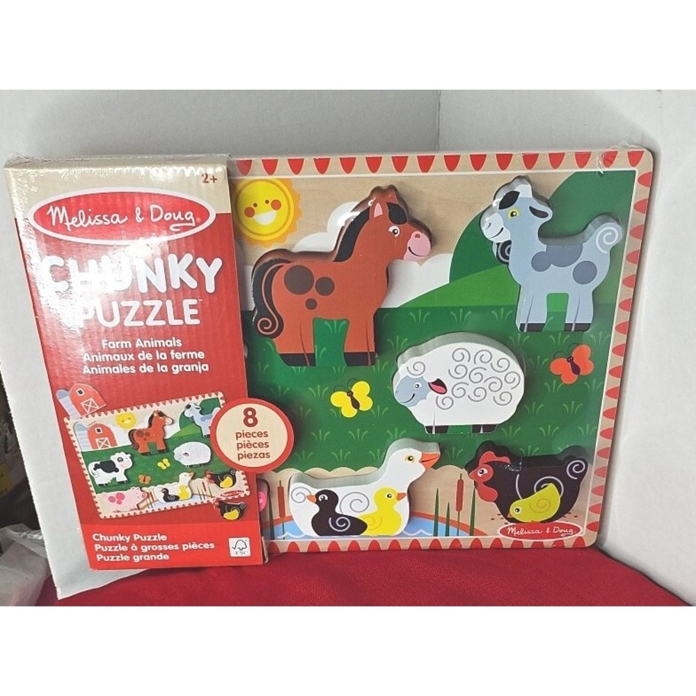 Melissa & Doug Farm Animals Wooden Chunky Puzzle‎ New Sealed